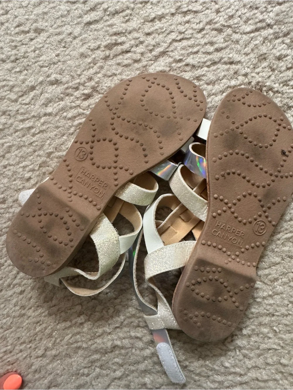 Girls' Harper Canyon (Nordstrom) White Holographic gladiator Multi-Strap Sandals
